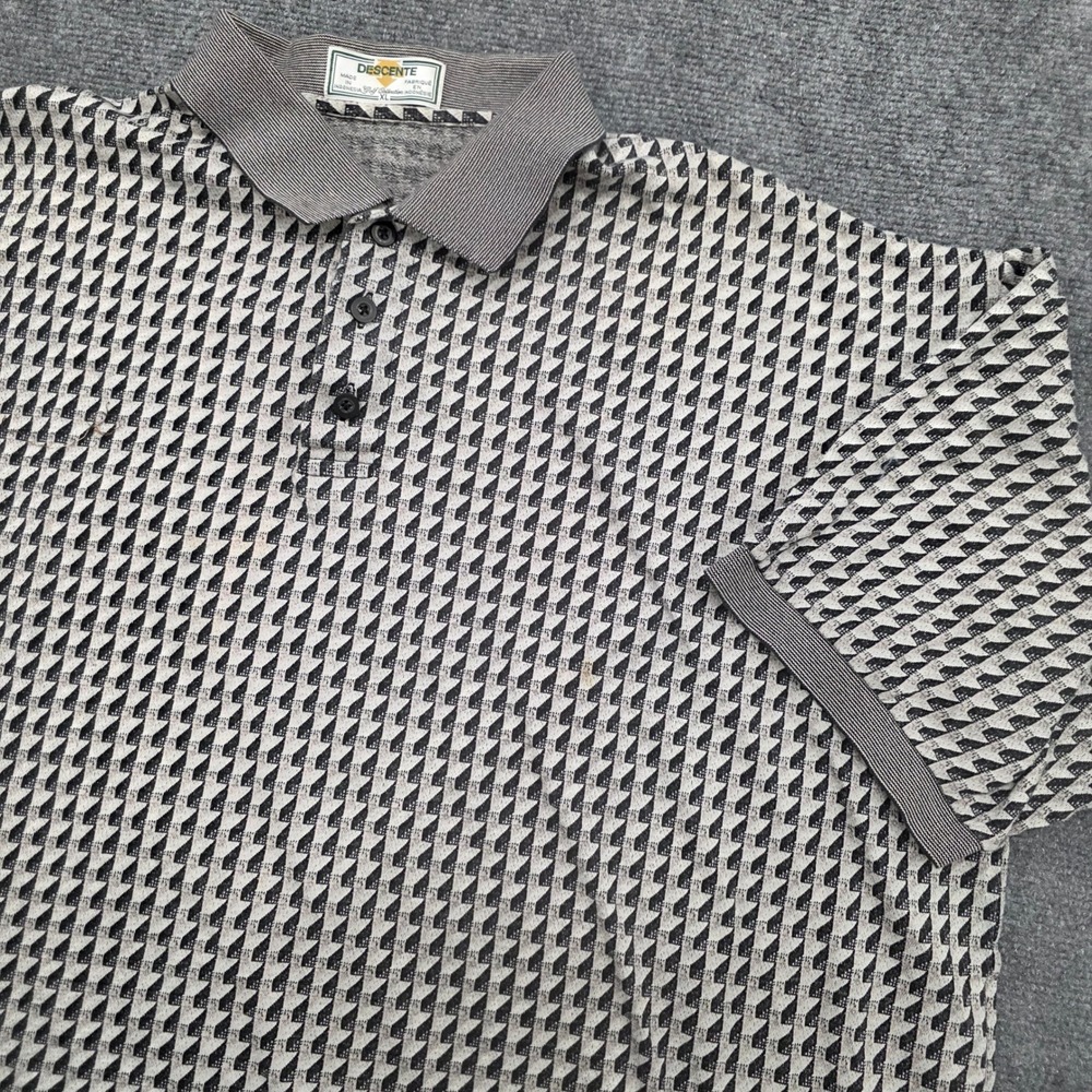 Descente Golf Collection Mens XL Polo Shirt Geometric Print Cotton Boxy